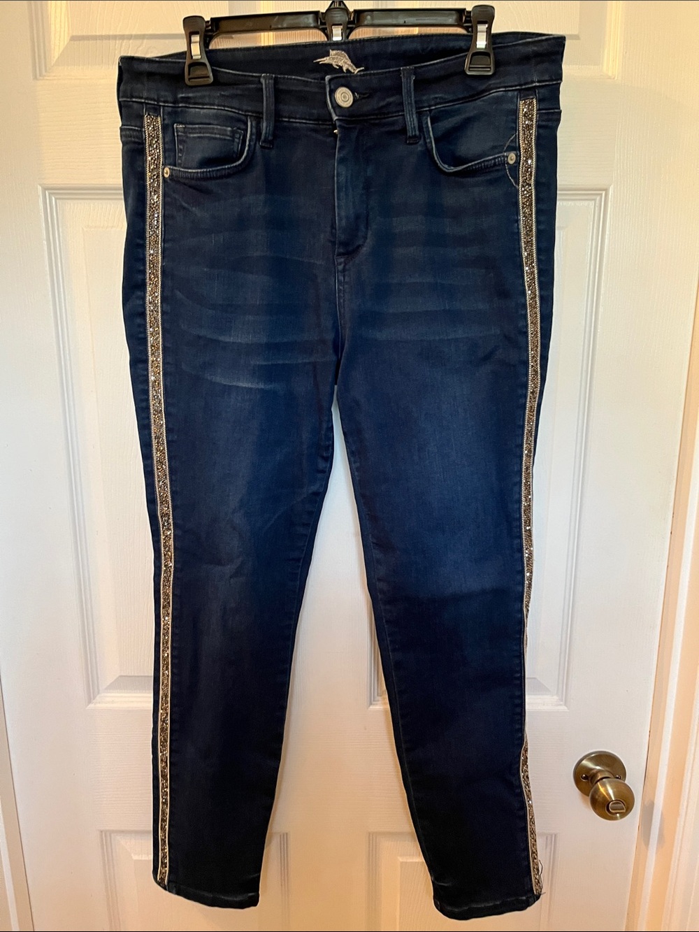 Tommy Bahama Women's Stretch Jeans with Rhinestone Sparkle Side Trim Size 12